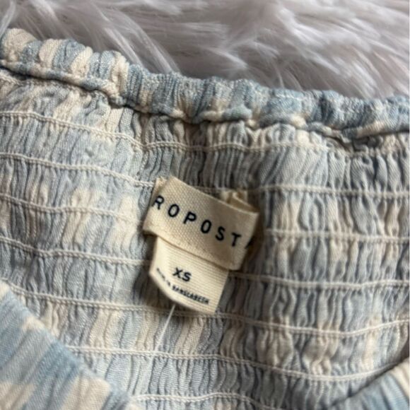 Aeropostale Checkered Crop Top Puffy Sleeves New Blue White Womens Size XS - Picture 6 of 7